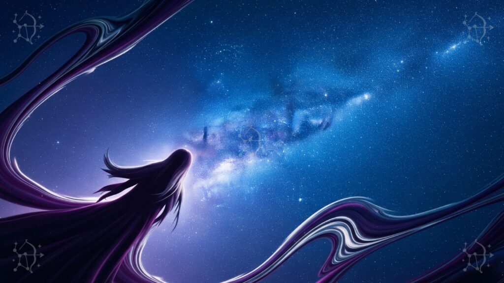 Cielo estrellado con constelación de Acuario, representa la naturaleza libre y mental de los celos de Acuario.