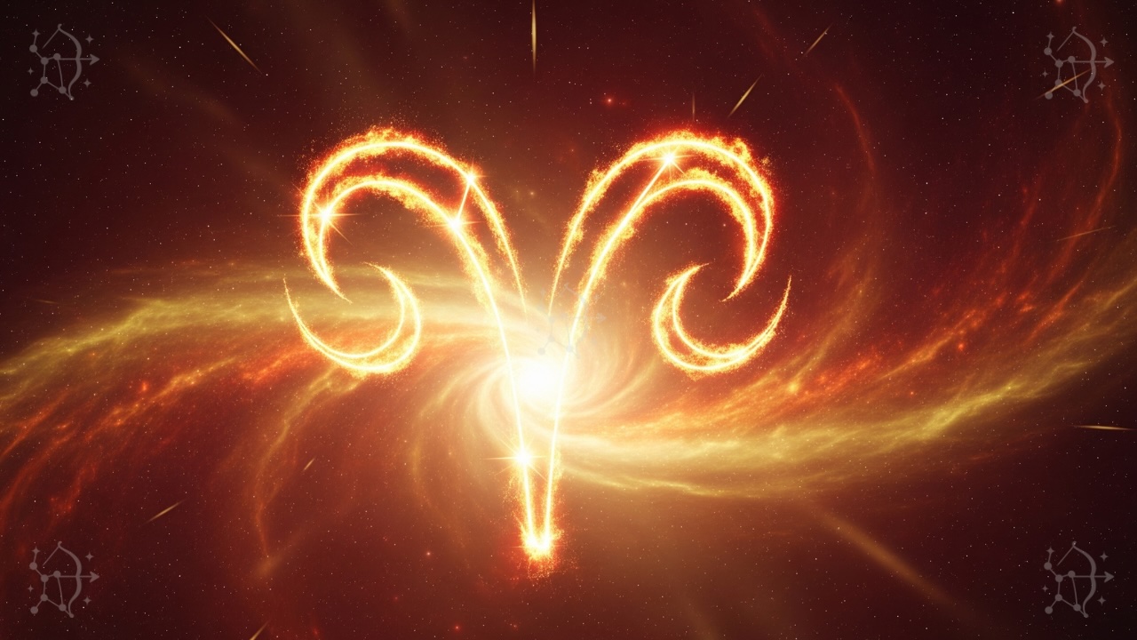 Ilustración cósmica abstracta que representa el elemento de Aries como fuego estelar